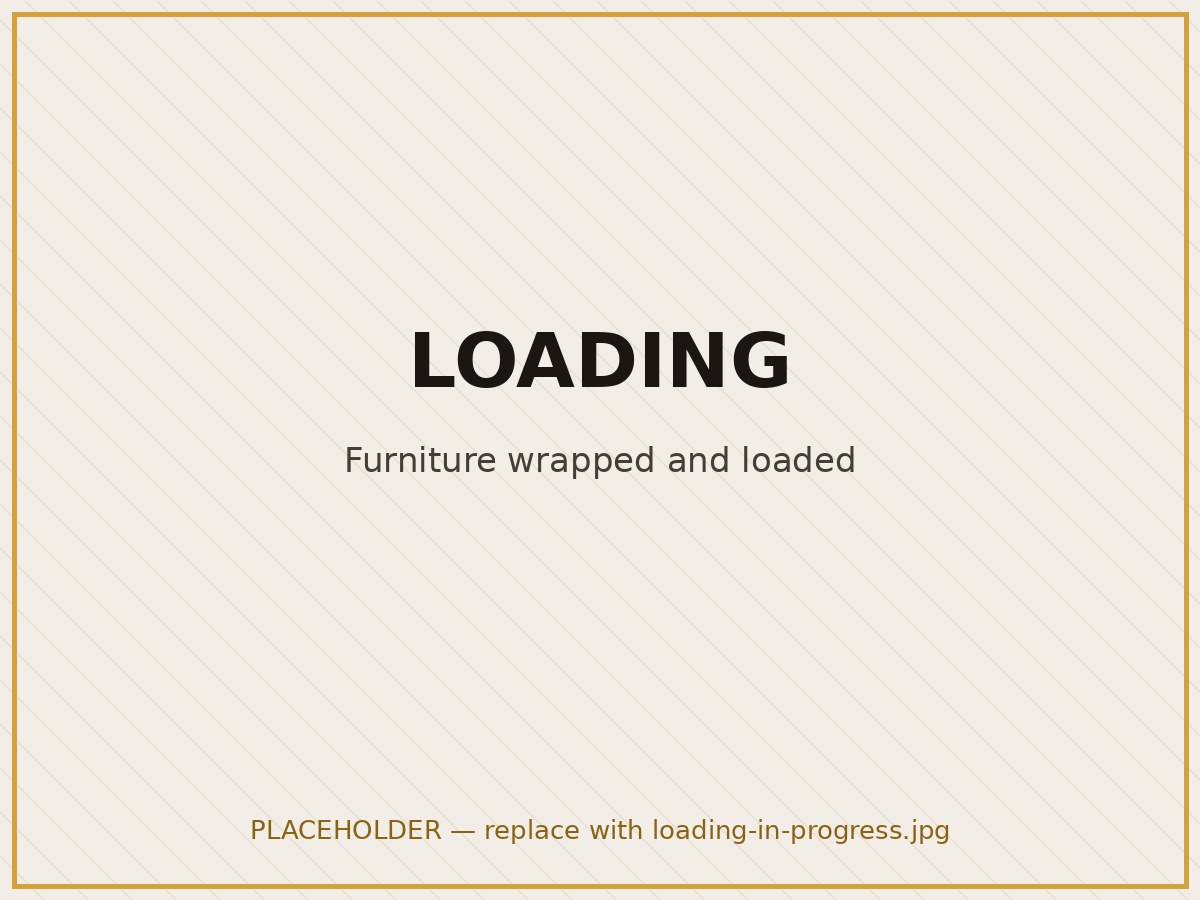 Furniture being wrapped and loaded by a partner carrier